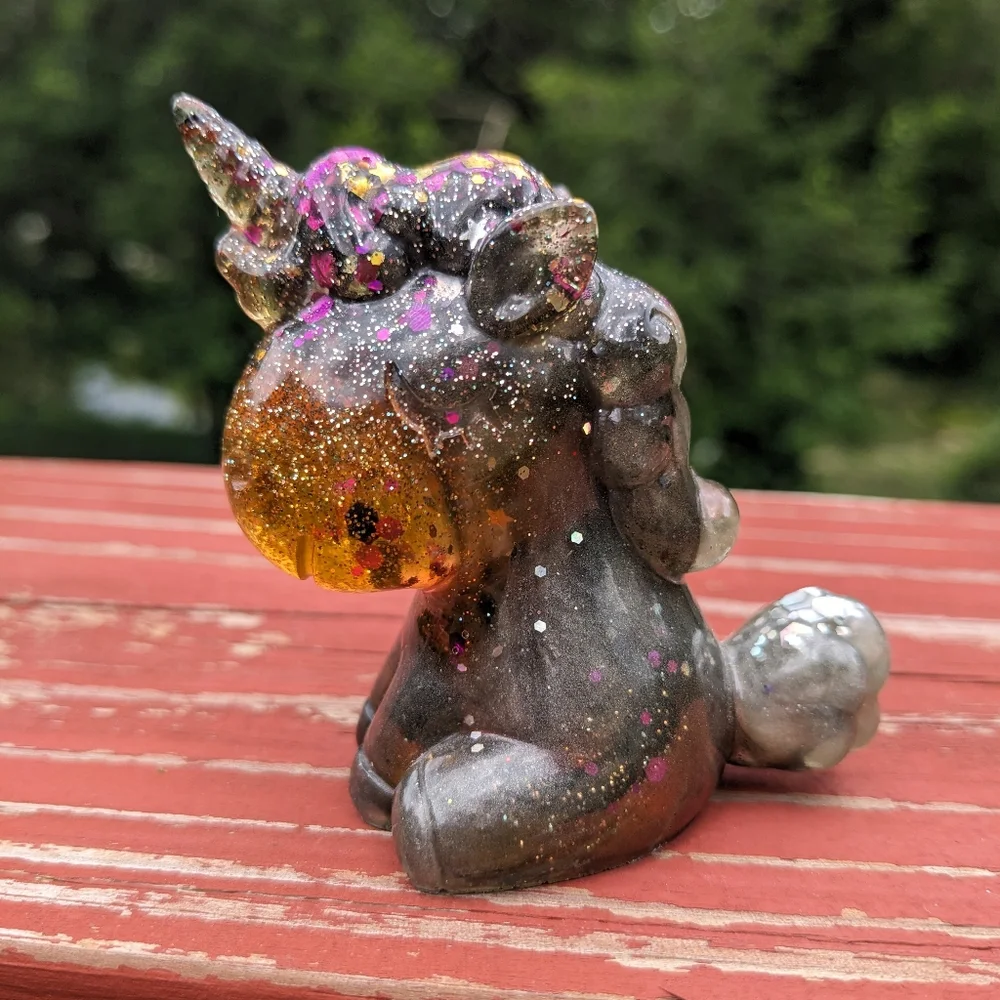 Unicorn Set Three Cute Kawaii Gift Handmade Epoxy Resin Glitter Colorful Rainbow - Picture 9 of 15